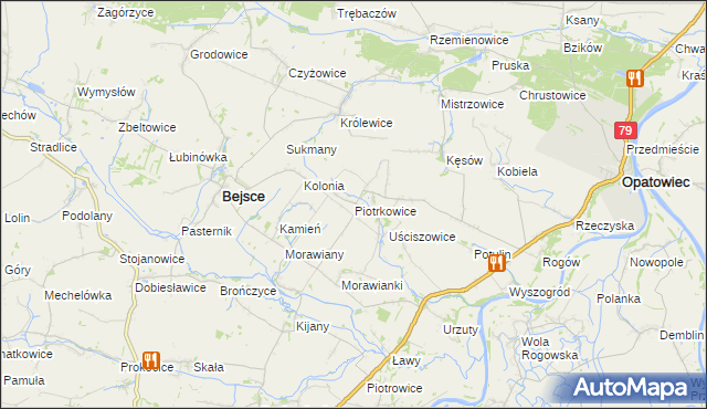 mapa Piotrkowice gmina Bejsce, Piotrkowice gmina Bejsce na mapie Targeo