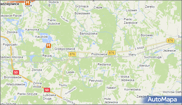 mapa Piotrkowice gmina Żabia Wola, Piotrkowice gmina Żabia Wola na mapie Targeo