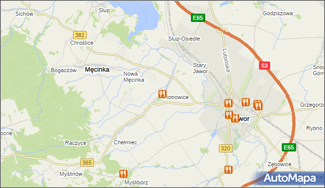 mapa Piotrowice gmina Męcinka, Piotrowice gmina Męcinka na mapie Targeo