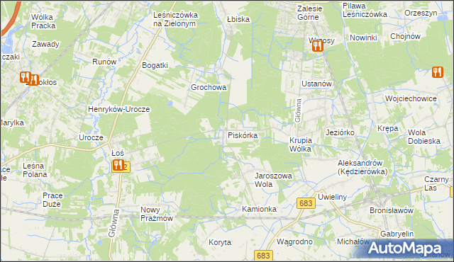 mapa Piskórka, Piskórka na mapie Targeo