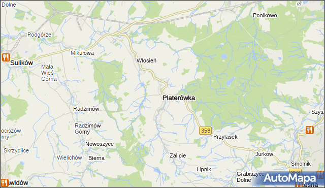 mapa Platerówka, Platerówka na mapie Targeo