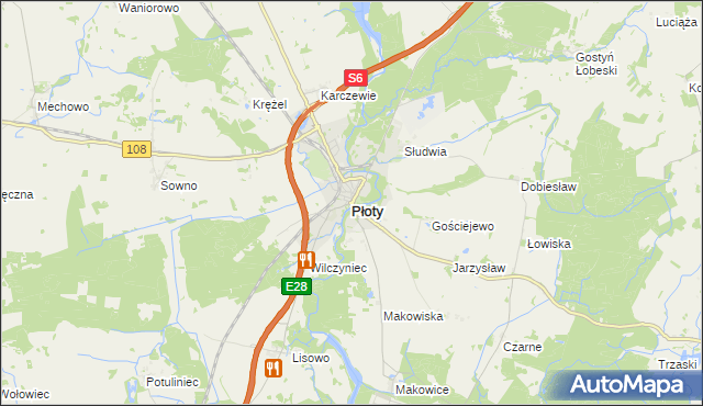 mapa Płoty powiat gryficki, Płoty powiat gryficki na mapie Targeo