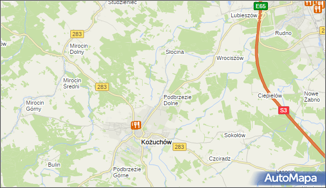 mapa Podbrzezie Dolne, Podbrzezie Dolne na mapie Targeo