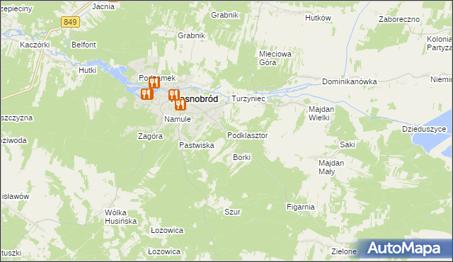 mapa Podklasztor gmina Krasnobród, Podklasztor gmina Krasnobród na mapie Targeo