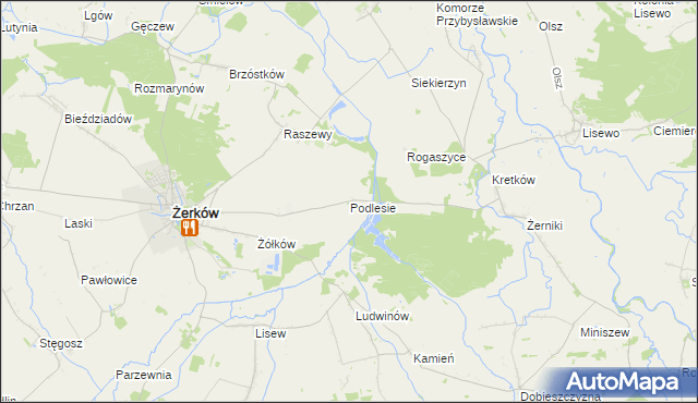 mapa Podlesie gmina Żerków, Podlesie gmina Żerków na mapie Targeo