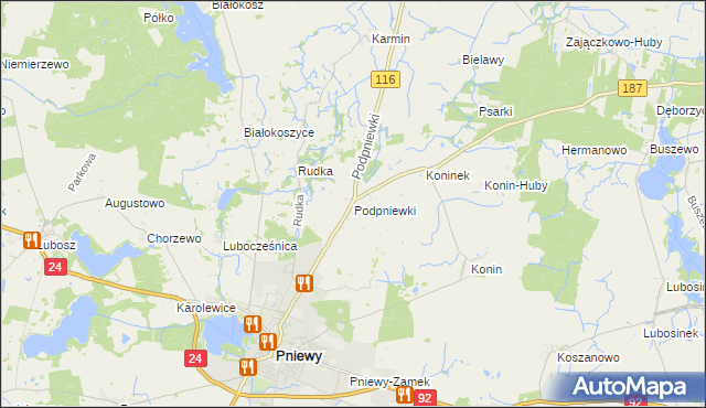 mapa Podpniewki, Podpniewki na mapie Targeo