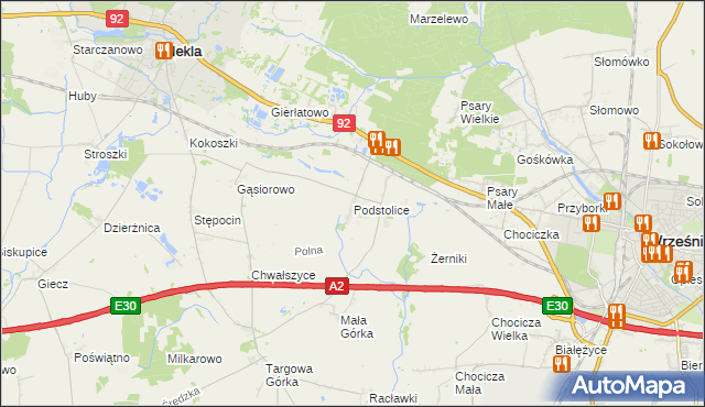 mapa Podstolice gmina Nekla, Podstolice gmina Nekla na mapie Targeo