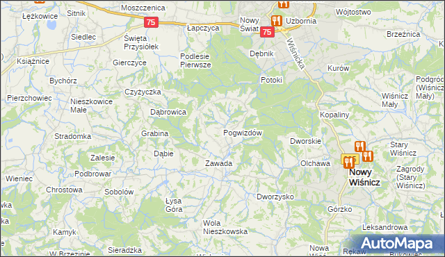 mapa Pogwizdów gmina Bochnia, Pogwizdów gmina Bochnia na mapie Targeo