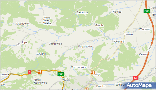 mapa Pogwizdów gmina Paszowice, Pogwizdów gmina Paszowice na mapie Targeo