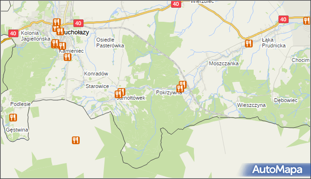 mapa Pokrzywna gmina Głuchołazy, Pokrzywna gmina Głuchołazy na mapie Targeo