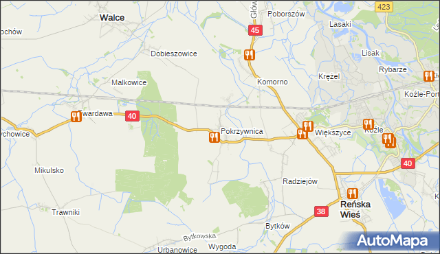 mapa Pokrzywnica gmina Reńska Wieś, Pokrzywnica gmina Reńska Wieś na mapie Targeo