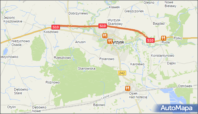 mapa Polanowo gmina Wyrzysk, Polanowo gmina Wyrzysk na mapie Targeo