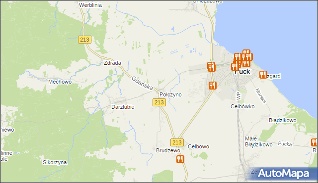 mapa Połczyno gmina Puck, Połczyno gmina Puck na mapie Targeo
