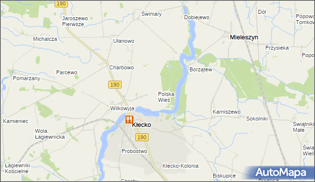 mapa Polska Wieś gmina Kłecko, Polska Wieś gmina Kłecko na mapie Targeo