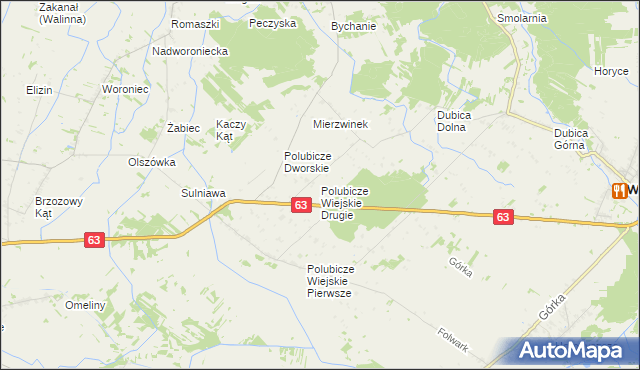 mapa Polubicze Wiejskie Drugie, Polubicze Wiejskie Drugie na mapie Targeo