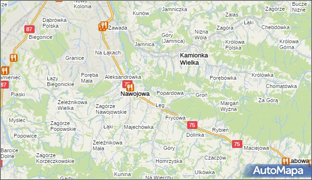 mapa Popardowa, Popardowa na mapie Targeo