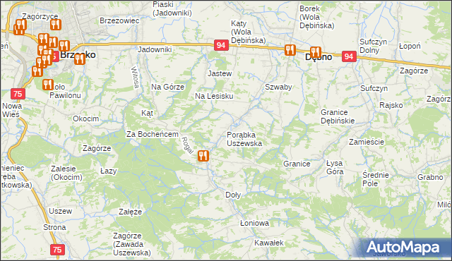 mapa Porąbka Uszewska, Porąbka Uszewska na mapie Targeo