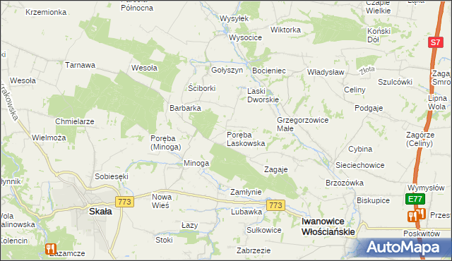 mapa Poręba Laskowska, Poręba Laskowska na mapie Targeo