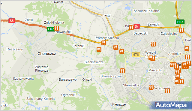 mapa Porosły, Porosły na mapie Targeo