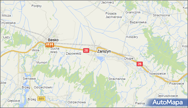 mapa Posada Zarszyńska, Posada Zarszyńska na mapie Targeo