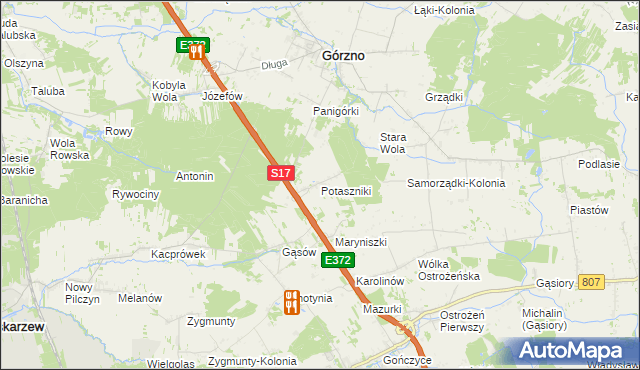 mapa Potaszniki, Potaszniki na mapie Targeo