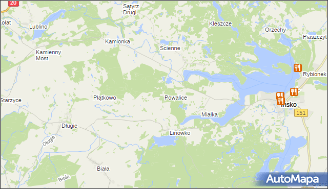 mapa Powalice gmina Ińsko, Powalice gmina Ińsko na mapie Targeo
