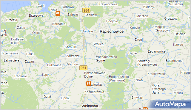 mapa Poznachowice Górne, Poznachowice Górne na mapie Targeo