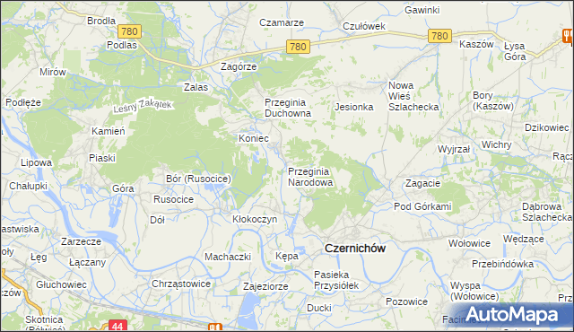 mapa Przeginia Narodowa, Przeginia Narodowa na mapie Targeo