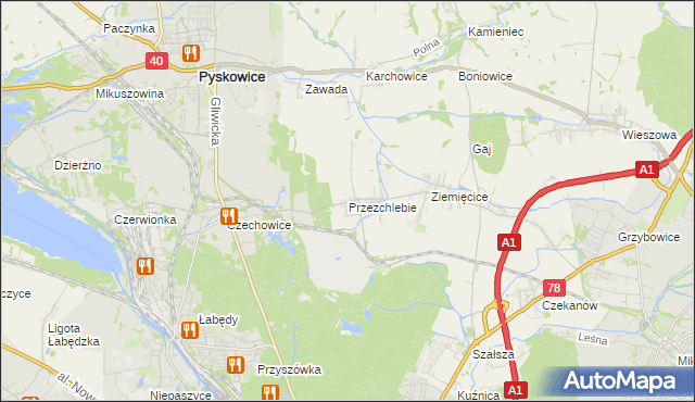 mapa Przezchlebie, Przezchlebie na mapie Targeo