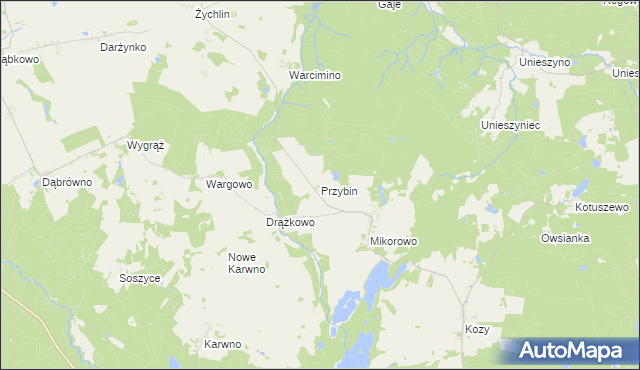 mapa Przybin, Przybin na mapie Targeo