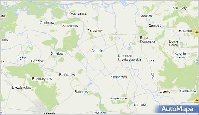 mapa Przybysław gmina Żerków, Przybysław gmina Żerków na mapie Targeo