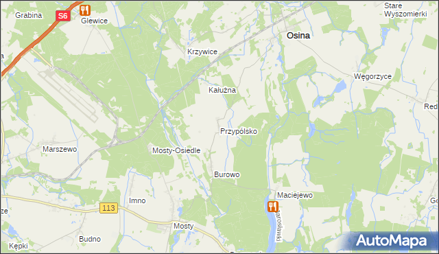 mapa Przypólsko gmina Osina, Przypólsko gmina Osina na mapie Targeo