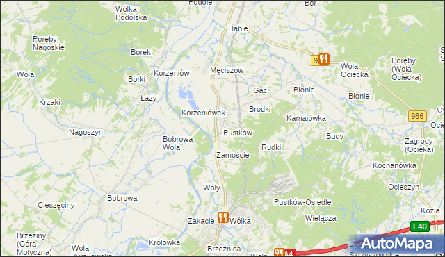 mapa Pustków gmina Dębica, Pustków gmina Dębica na mapie Targeo