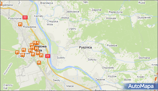 mapa Pysznica, Pysznica na mapie Targeo