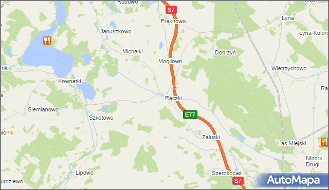 mapa Rączki gmina Nidzica, Rączki gmina Nidzica na mapie Targeo