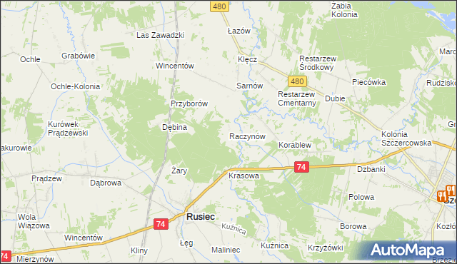 mapa Raczynów, Raczynów na mapie Targeo