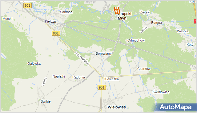 mapa Raduń gmina Wielowieś, Raduń gmina Wielowieś na mapie Targeo