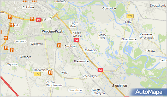 mapa Radwanice gmina Siechnice, Radwanice gmina Siechnice na mapie Targeo