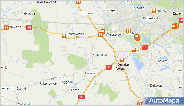 mapa Radziejów gmina Reńska Wieś, Radziejów gmina Reńska Wieś na mapie Targeo