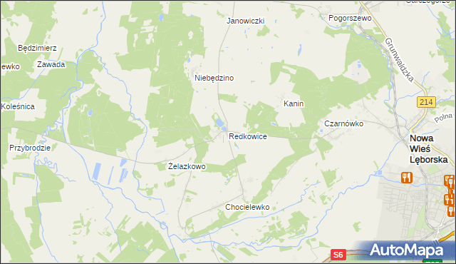 mapa Redkowice, Redkowice na mapie Targeo