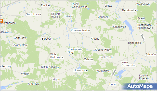 mapa Rogów gmina Gorzkowice, Rogów gmina Gorzkowice na mapie Targeo
