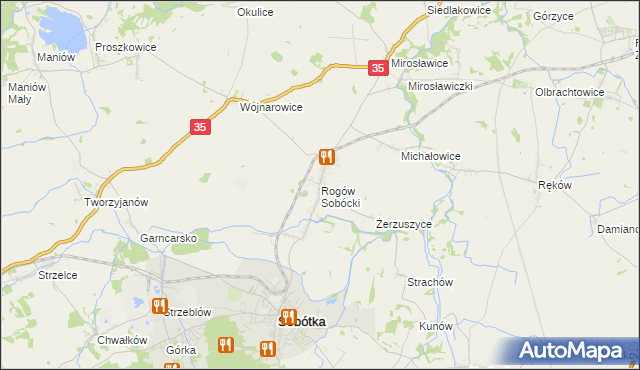 mapa Rogów Sobócki, Rogów Sobócki na mapie Targeo