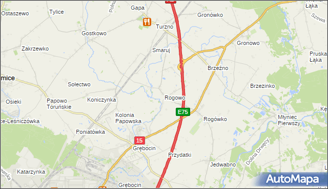 mapa Rogowo gmina Lubicz, Rogowo gmina Lubicz na mapie Targeo