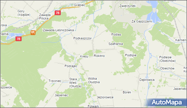 mapa Rokitno gmina Szczekociny, Rokitno gmina Szczekociny na mapie Targeo