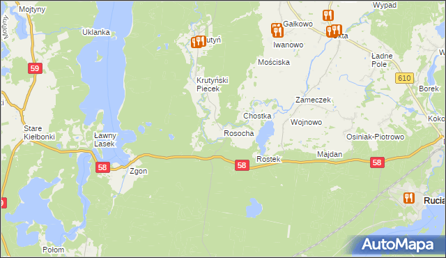 mapa Rosocha gmina Piecki, Rosocha gmina Piecki na mapie Targeo