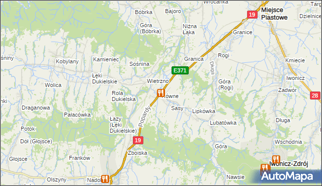 mapa Równe gmina Dukla, Równe gmina Dukla na mapie Targeo