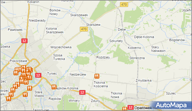 mapa Rożdżały gmina Opatówek, Rożdżały gmina Opatówek na mapie Targeo