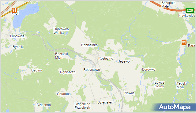 mapa Rozłazino gmina Łęczyce, Rozłazino gmina Łęczyce na mapie Targeo