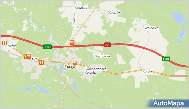 mapa Rożnówka, Rożnówka na mapie Targeo