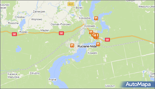 mapa Ruciane-Nida, Ruciane-Nida na mapie Targeo